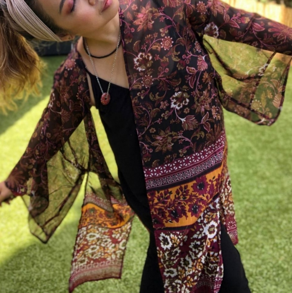 Spice Market Sheer Floral Kimono